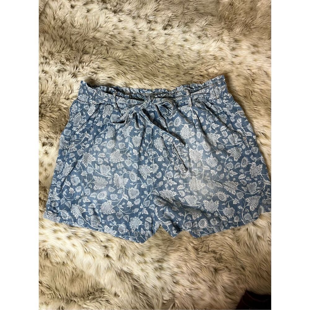 Knox Rose paper bag blue floral shorts with tie - size XL